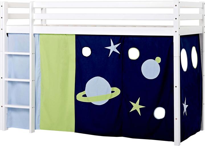 Produktbild Hoppekids BUNDLE BASIC Mittelhochbett 90x200cm mit Weltraum Vorhang (90 x 200 cm)