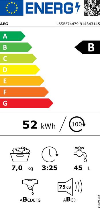 Energy Label AEG L6SEF74479 (7 kg, Left)