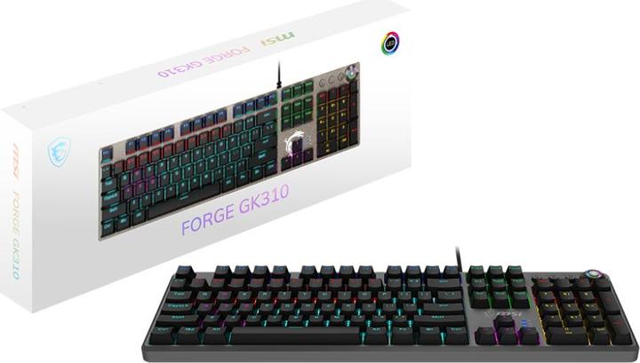 Actual product image MSI FORGE GK310 | Gaming keyboard | Wired | US | Red Switches (Eng. Int., Cable)