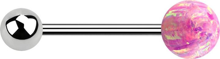 Image du produit Star Piercing Micro Barbell argent avec boule et boule opale rose (Acier chirurgical 316L)