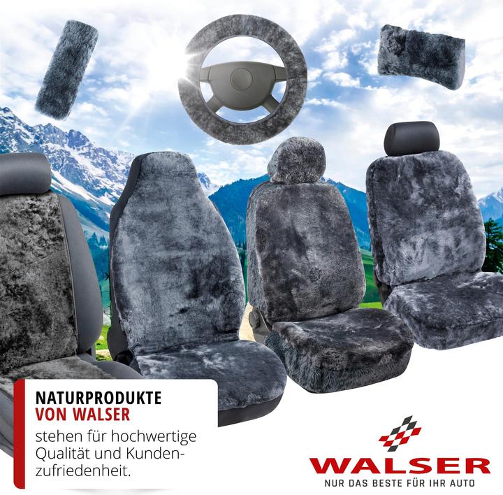 Actual product image Walser Seatbelt Pad Millie made of lambskin, 2 pieces Car Seatbelt Pad anthracite