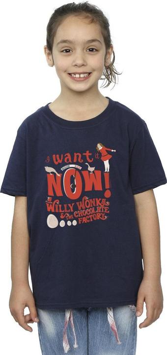 Actual product image Willy Wonka & the Chocolate Factory Girls Verruca Salt I Want It Now Cotton T-Shirt (128)