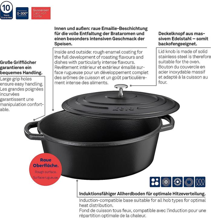 Image du produit Kela Calido (36 cm, Cocotte + faitout, Fonte, Émail)