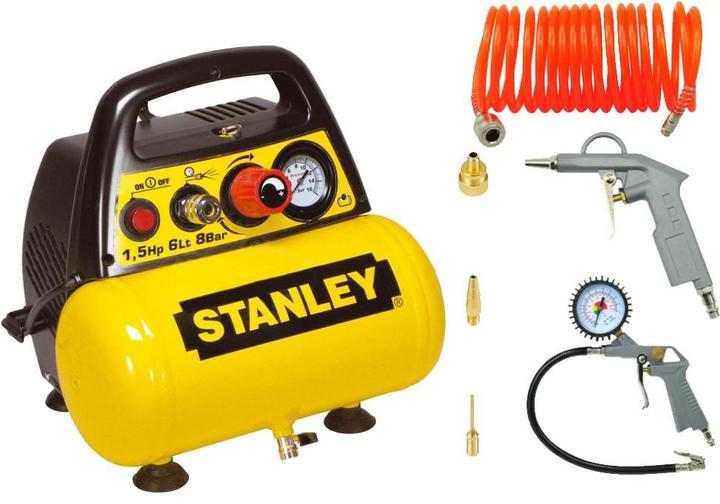 Stanley Kompressor Ohne öl 6l + Pneumatisches Set (8 Bar, 6 l)