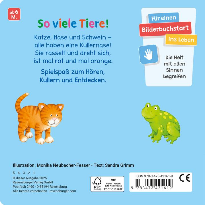 Produktbild Ravensburger Alle meine Kullertiere – Baby-Buch für Kinder ab 6 Monaten, Spielbuch mit Rasselkugel (Deutsch)