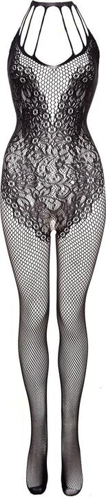 Actual product image Christine Le Duc Crotchless bodystocking with flowerlace - black (One size)