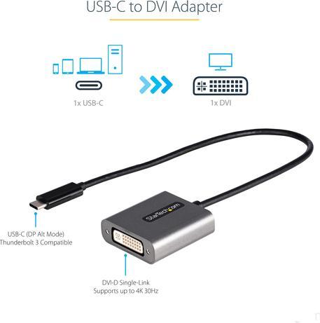 Actual product image StarTech USB-C to DVI Adapter - 0p - USB-C to DVI-D - USB-C Dongle - USB Type-C to DVI Monitor Adapter - (USB-C, 38 cm)