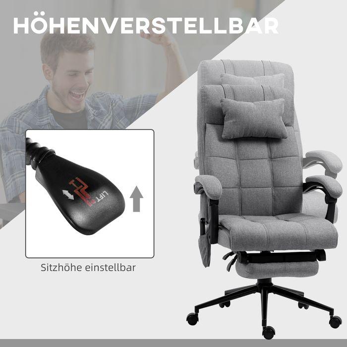 Image du produit Swisshandel24 Siège de bureau avec fonction massage, ergonomique, chauffage lombaire, repose-pieds, repose-tête