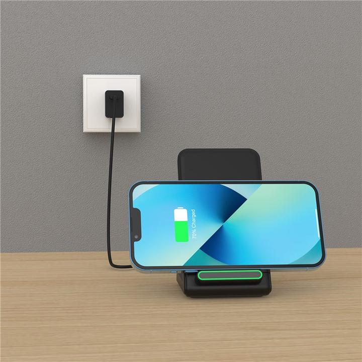 Image du produit Apfelkiste Qi Wireless Charger Induktionsladegerät Ladestation - Schwarz (15W) (15 W)