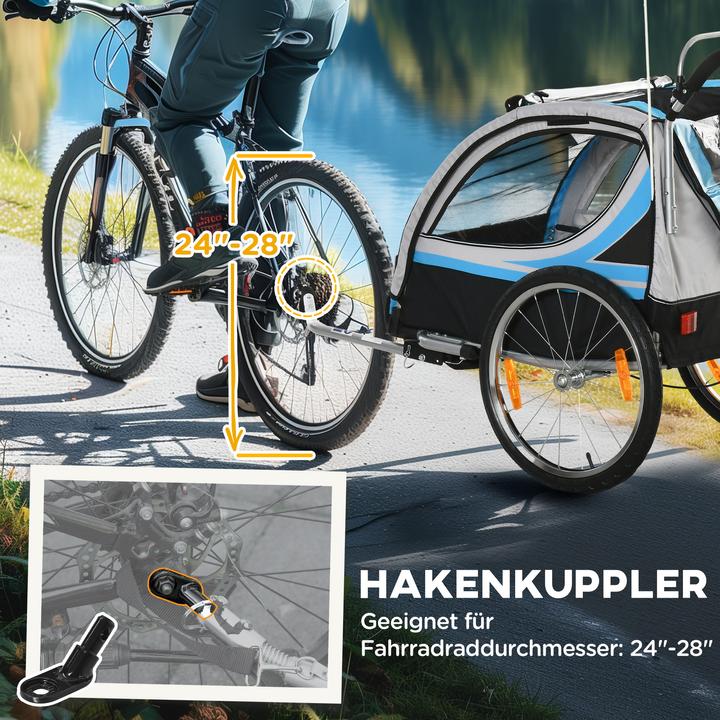 Image du produit Homcom Remorque de vélo pour enfants avec sac de rangement