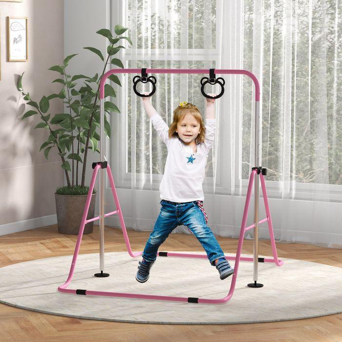 Produktbild Swisshandel24 Kinder Gymnastik Turnreck 5-stufige höhenverstellbar Reckstange Stahl Rosa