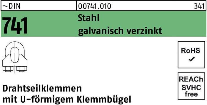 Image du produit Serre-câble DIN 741 en forme de U 8 MM / M 6 Acier électro-galvanisé