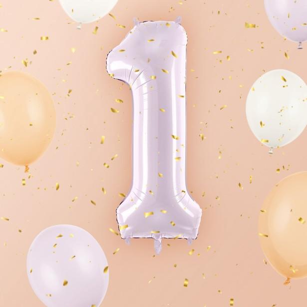 Actual product image Partydeco Balloon alu cipher "1" Violet Pastel