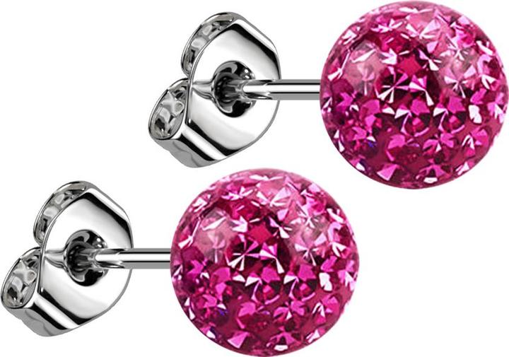 Immagine prodotto Star Piercing Orecchini a perno in argento con sfera di cristallo rosa e strato protettivo epossidico (senza ottone, Acciaio chirurgico 316L)