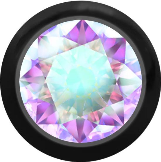 Star Piercing Micro Kugel schwarz mit Kristall multicolor (ohne Messing, Titan G23)
