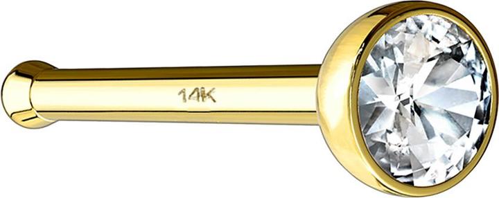 Actual product image Star Piercing Nose stud straight 14k gold with crystal silver (14k gold, without brass)