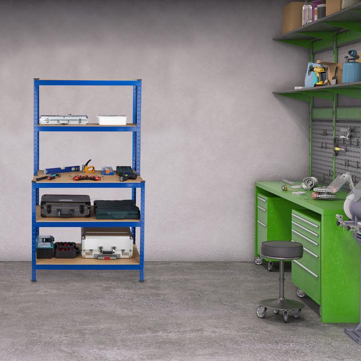 Actual product image Relaxdays Heavy-duty Rack With Workbench Blue