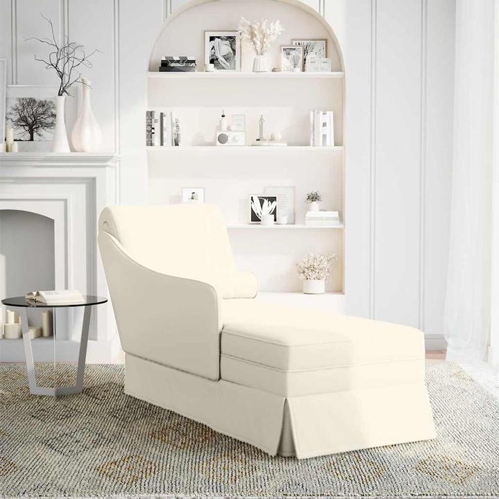 Image du produit VidaXL Chaise longue avec traversin et accoudoir droit Crème Velours