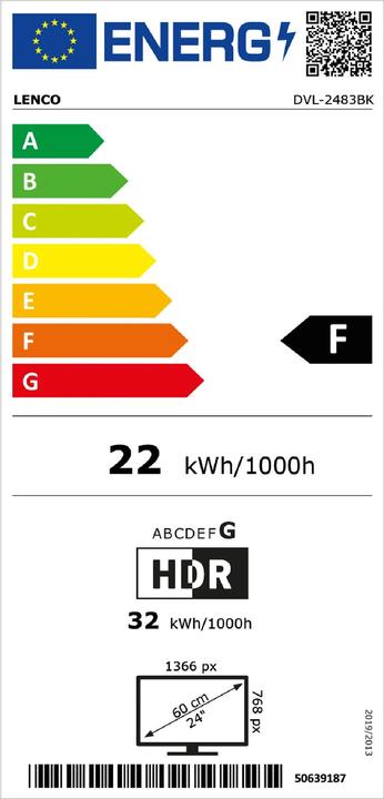Etichetta energetica Lenco DVL-2483BK (24", LED, Pronto per l'HD)