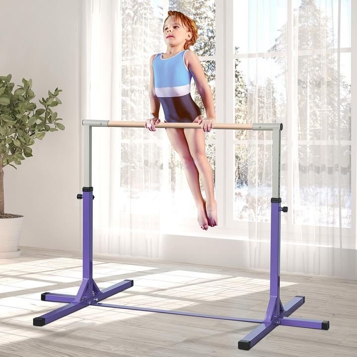 Image du produit Homcom Gymnastik-Turnreck Stahl, Buchenholz Violett
