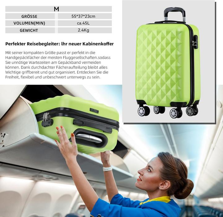 Immagine prodotto Beibye Hartschalen-Trolley (45 l, Bagaglio a mano (fino a 50 litri))
