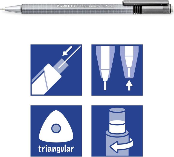 Produktbild Staedtler triplus micro 774 Dreikantiger Druckbleistift Blisterkarte, 0.7 mm und 1 Minendose (0.70 mm, B, 1 x)