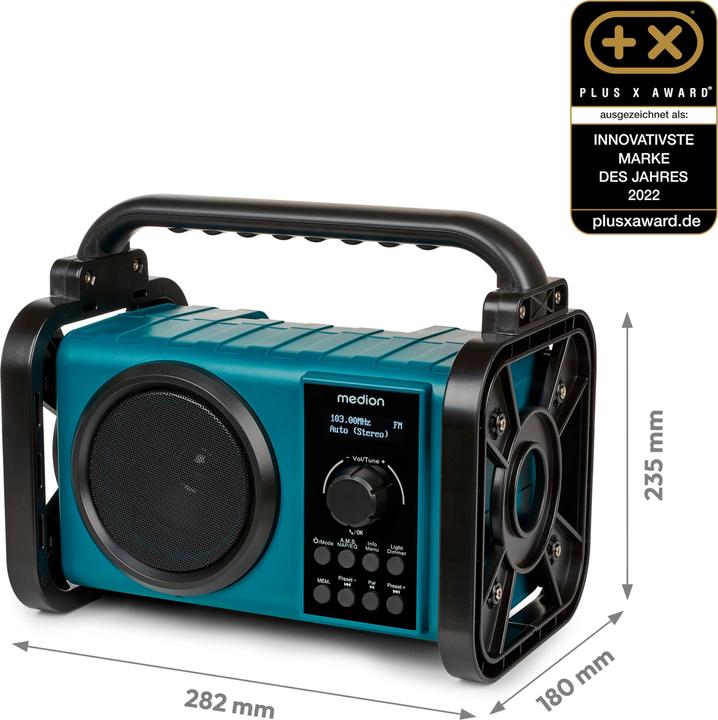Productafbeelding Medion MD 43877 DAB+/BT klusradio zwart / blauw (DAB+, MW, AM, FM, PLL, Bluetooth)