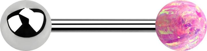 Immagine prodotto Star Piercing Barbell argento con palla e palla opalina rosa (Acciaio chirurgico 316L, senza ottone)