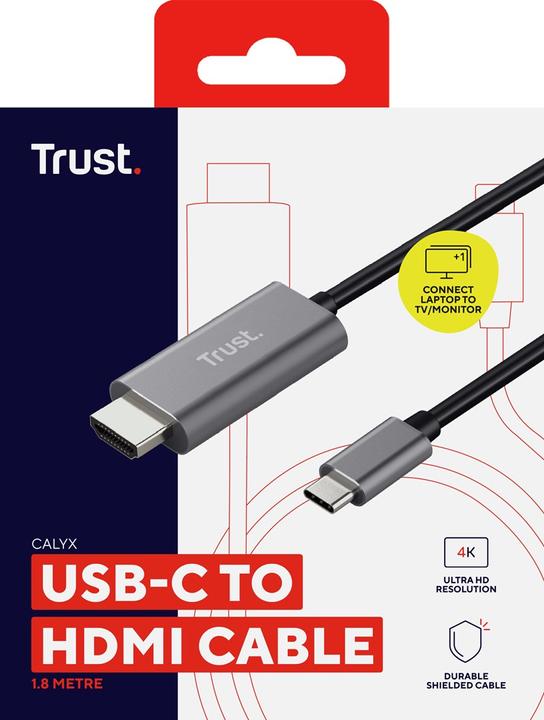 Actual product image Trust USB-C connection cable (1x USB-C™ plug (1.80 m, USB Type C, HDMI)