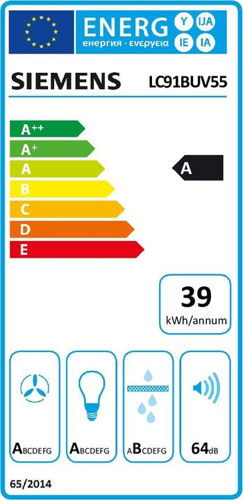 Energie-Label Siemens LC91BUV55 iQ700 Wandesse 90 cm Edelstahl (Wandhaube)