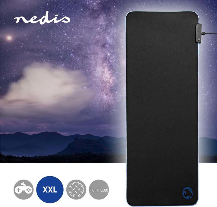 Image du produit Nedis Tapis de souris de jeu | Caoutchouc / Microfibre | Noir (XXL)