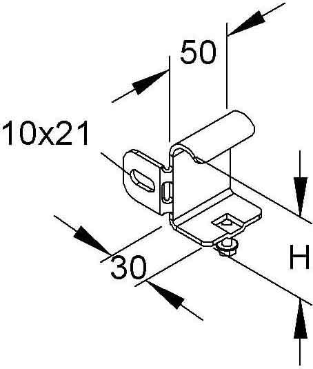 Niedax NIE KRBR60F End-/Bodenbefestigung rechts H61mm feuerverz.DIN EN ISO1461 (5 cm)