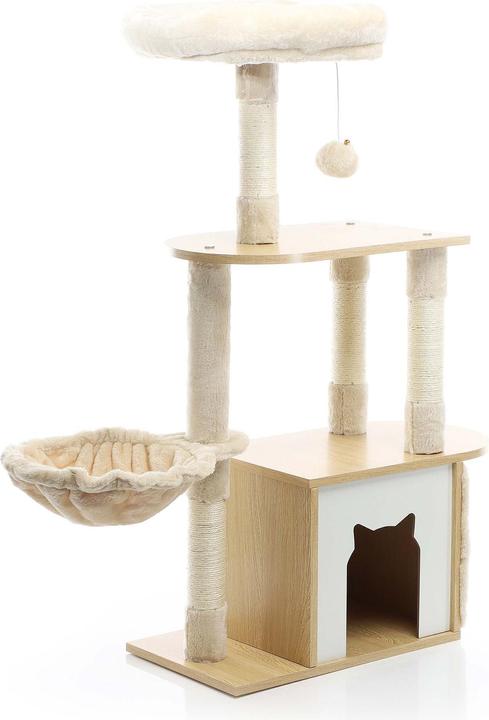 Produktbild Fudajo Kratzbaum Holz Beige 106cm Katzenkratzbaum Katzenbaum Katzenmöbel Katze (106 cm, Holz, Beige)