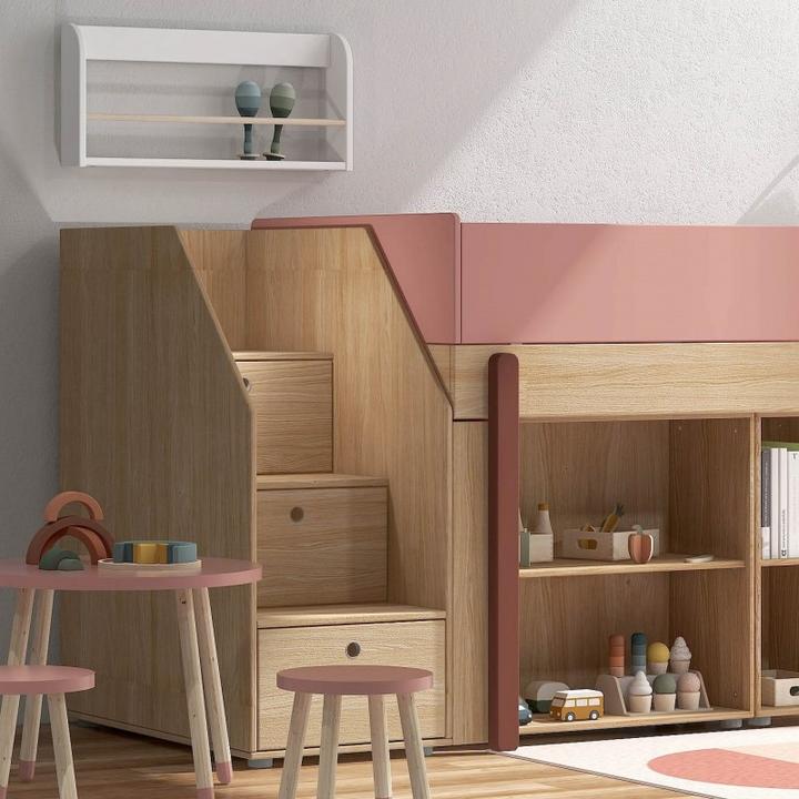 Produktbild Flexa Halbhohes Bett Popsicle mit Treppe (90 x 200 cm)