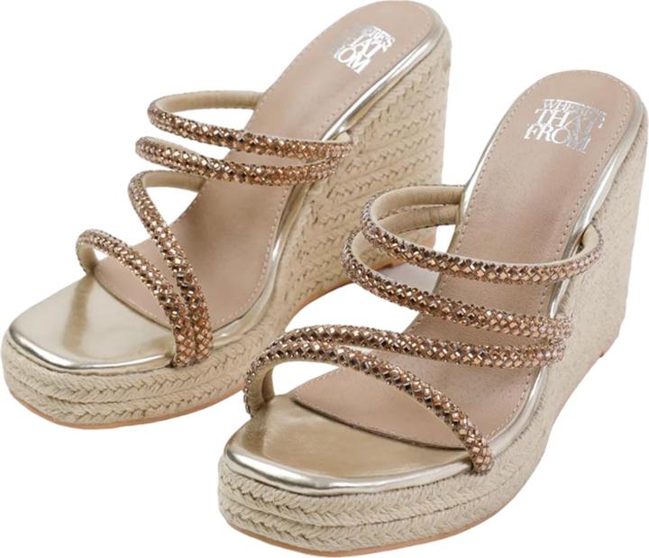 Where's That From Sandalen mit Keilabsatz Ohio Strassbesatz Kunstleder (41)