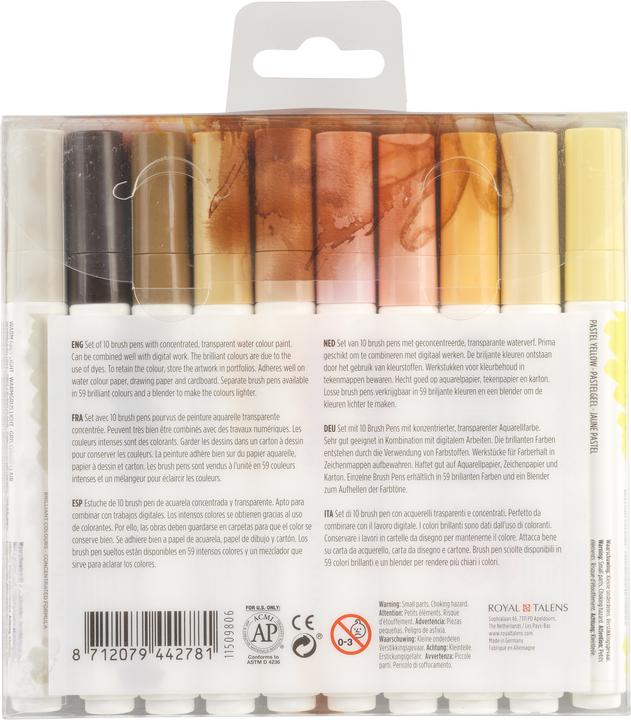Immagine prodotto Talens Set di pennelli Ecoline 11509816 assortiti. Pelle 10 pezzi (Rosso pastello, Luce seppia, Seppia scuro, Seppia, Rosa pastello, Giallo pastello, Beige, Rosa beige, Albicocca, 10 x)