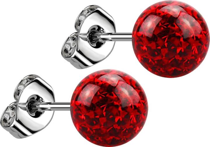 Immagine prodotto Star Piercing Orecchini a perno in argento con sfera di cristallo rossa e strato protettivo epossidico (Acciaio chirurgico 316L, senza ottone)