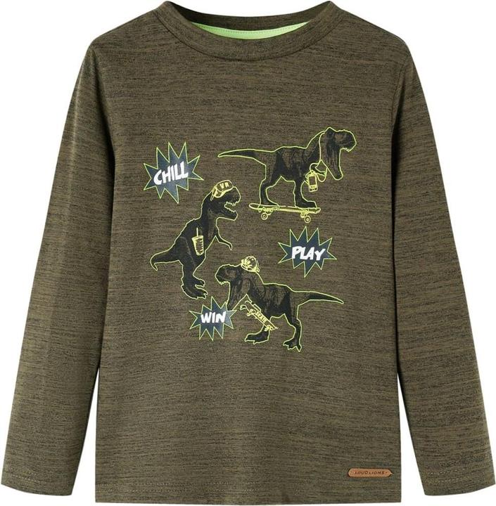 Image du produit VidaXL Tee-shirt manches longues enfant kaki foncé mélangé 116,Matière : 80 (116)