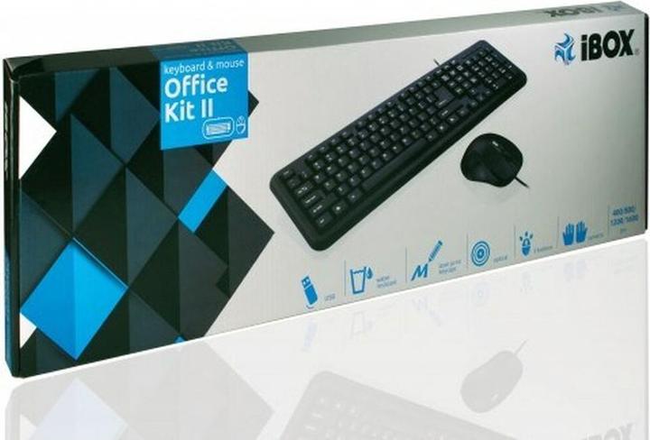 Actual product image iBox OFFICE KIT II Keyboard USB QWERTY English (Eng. Int., Cable)