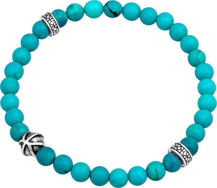 Actual product image Kuzzoi Mens Pearl Bracelet Howlite Turquoise 925 Silver (19 cm, 925 sterling silver, Plastic, Howlite)