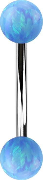 Produktbild Star Piercing Banane silber mit zwei Kugeln Opal hellblau (Chirurgenstahl 316L)