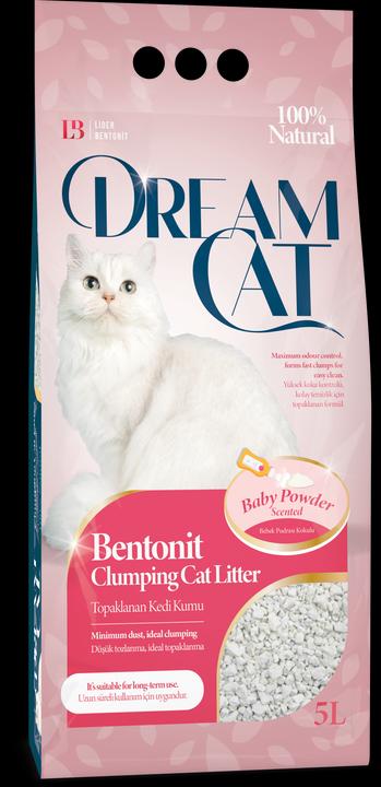 Produktbild Dream Cat Katzenstreu mit Babypuder Duft- Feine Klumpstreu aus Bentonit, 5L (Klumpend, 4.25 kg)