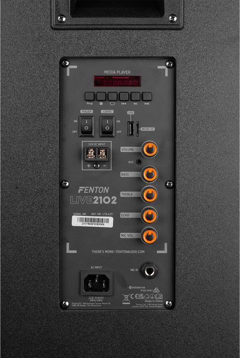 Actual product image Fenton Party speaker - LIVE2102 Partystation met Bluetooth en lichteffecten - Met (Active)
