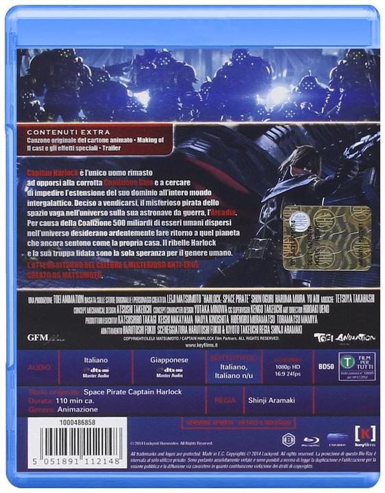 Actual product image Space Pirate Captain Harlock (Blu-ray, 2014, Italian)