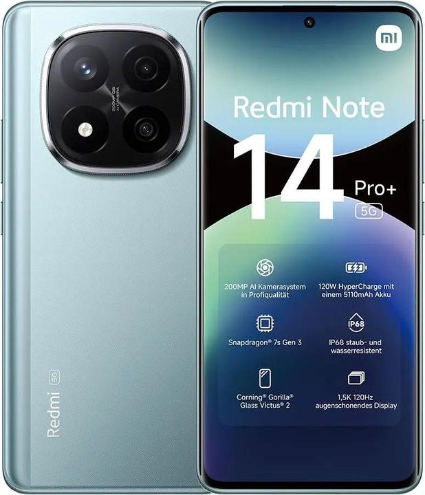 Produktbild Xiaomi Redmi Note 14 Pro+ 5G (512 GB, Frost Blue, 6.67", Dual SIM, 200 Mpx, 5G)