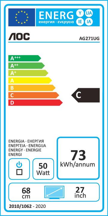 Energie-Label AOC Agon Ag271ug (3840 x 2160 Pixel, 27.01")
