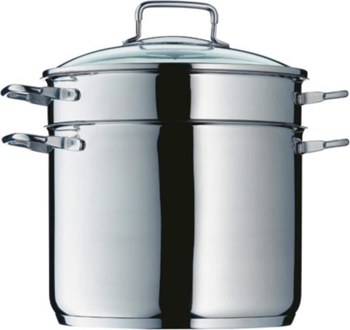Produktbild WMF Spaghettitopf Pastatopf Nudeltopf Induktion Sieb 7,0l Edelstahl poliert (24 cm, Kochtopf, Edelstahl)