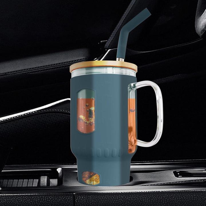 Image du produit Gewürzladen Näfels Glasbecher mit Strohhalm & Bambusdeckel (0.96 l)