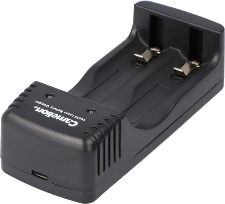 Immagine prodotto Camelion Caricabatterie con cavo di ricarica Micro USB adatto a 1 o 2 batterie Li-ion 18650. (Caricabatterie senza batteria)