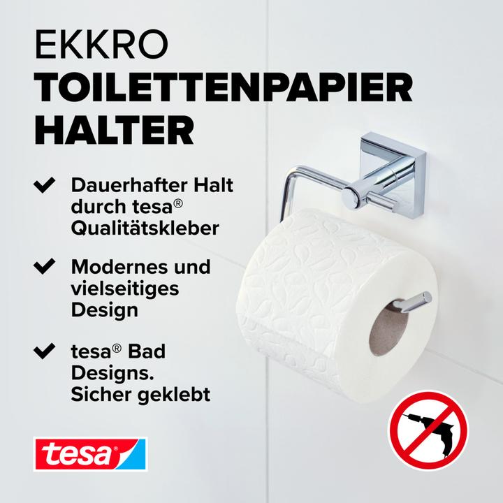 Produktbild tesa EKKRO Toilettenrollenhalter inkl. Klebelösung ohne Bohren